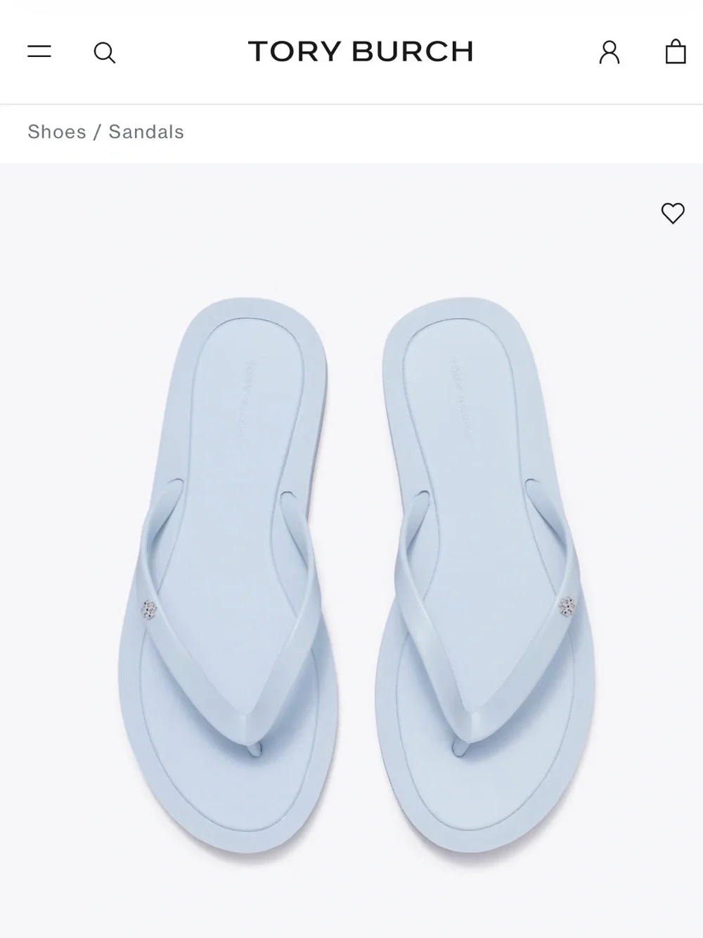 Tory Burch Powder Blue Logo Thong Sandals